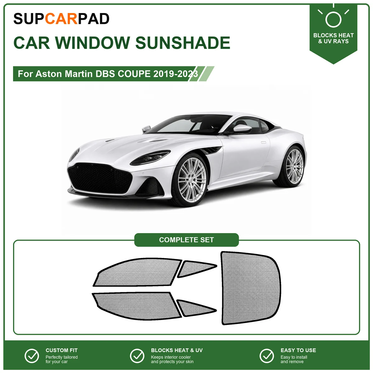 For Aston Martin DBS COUPE 2019-2023 Full Set Car Window Sunshades UV Block Privacy Heat Insulated Foldable Car Curtain