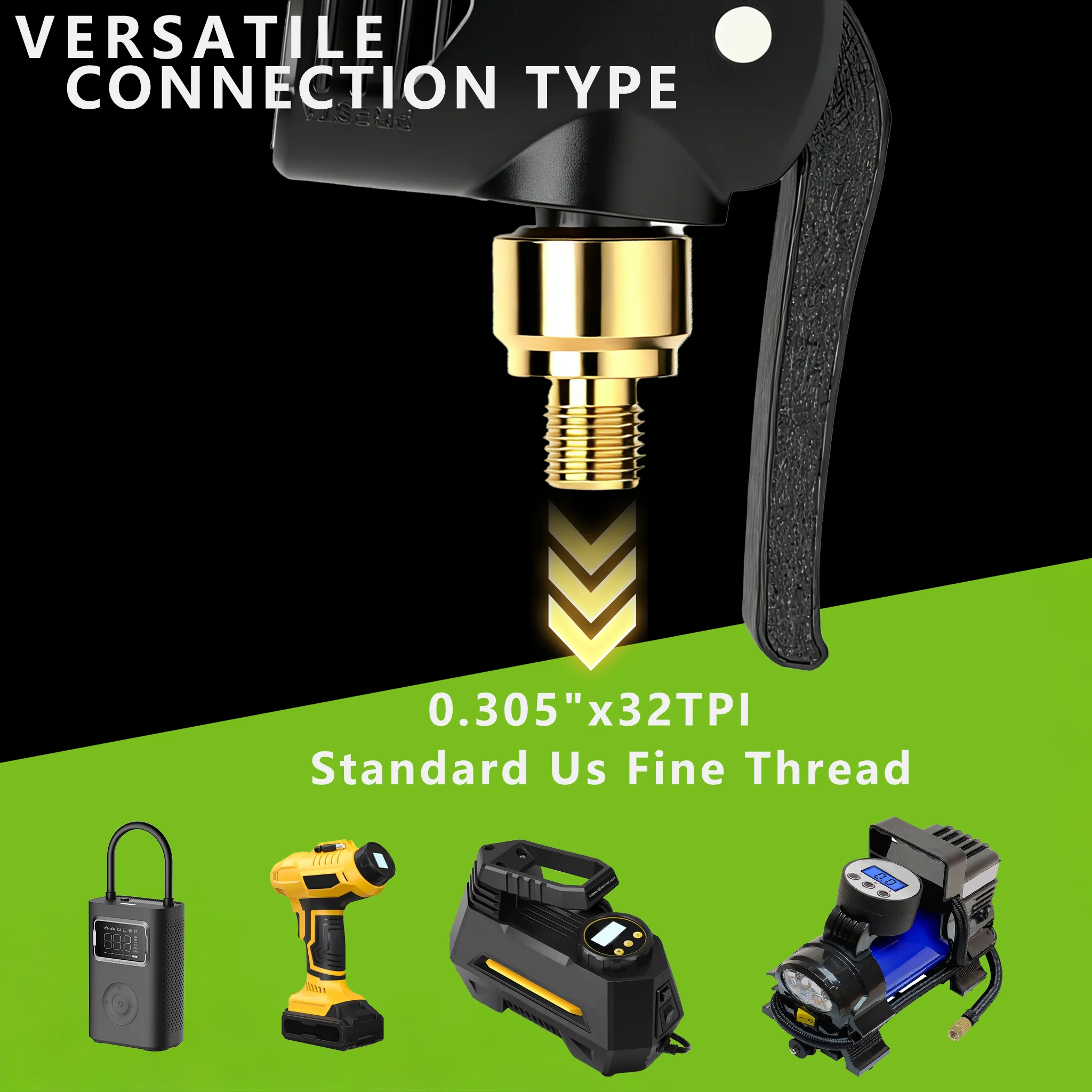 DC Bicycle Pump Quick-Release Smart Mouthpiece 2nd Generation Artifact 2-in-1 Compatible with American and French Mouthpieces