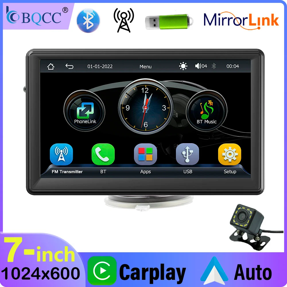 

BQCC 7-inch HD Car radio portable car MP5 supports mobile phone interconnection reversing image driving Android AUTO CarPlay