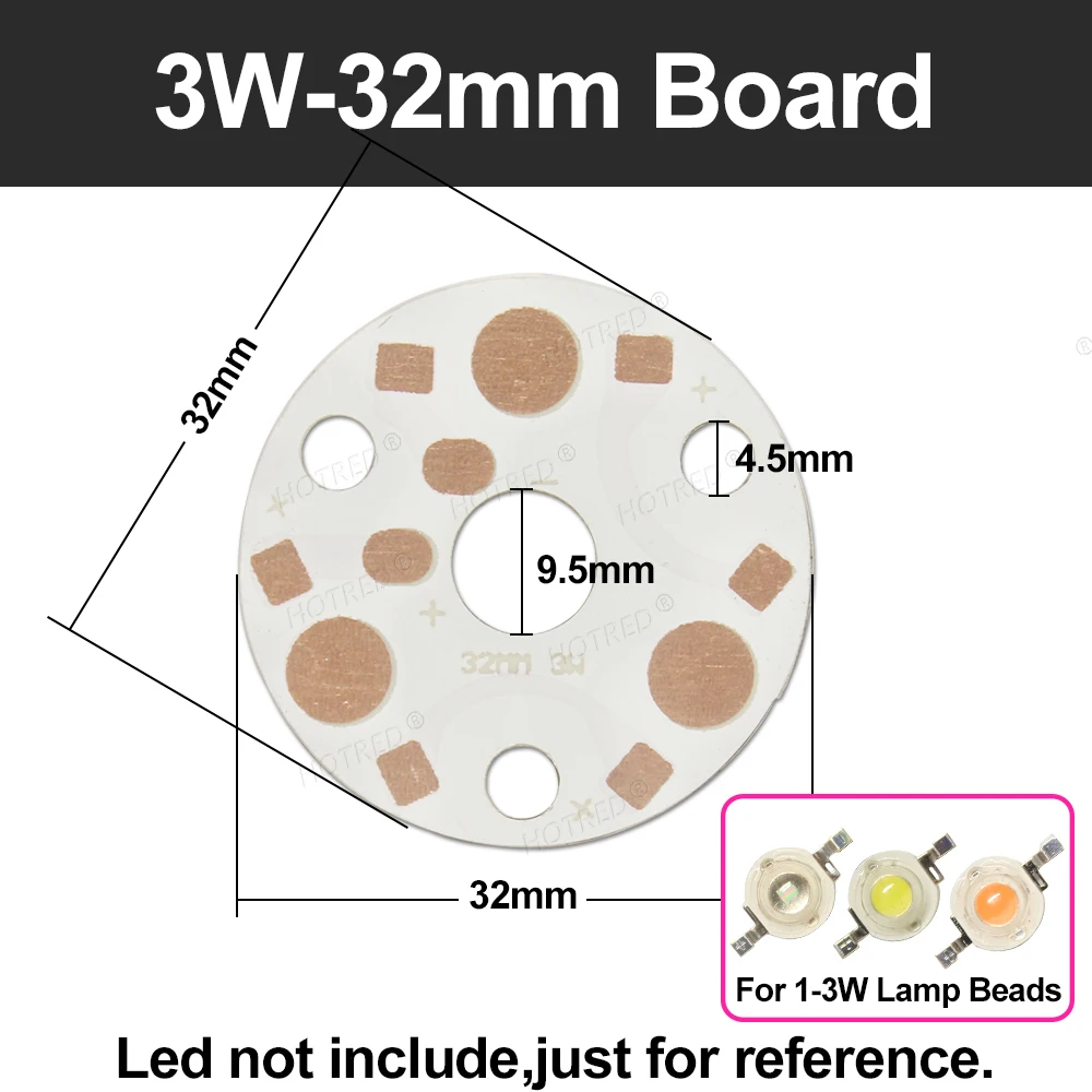 LED PCB Aluminum Base Plate 1/3/5W 3535 3X3W 3X1W 3*3W 6Pin RGB Board 32mm 46/49mm Installed Light Board Heatsink For Spot Light