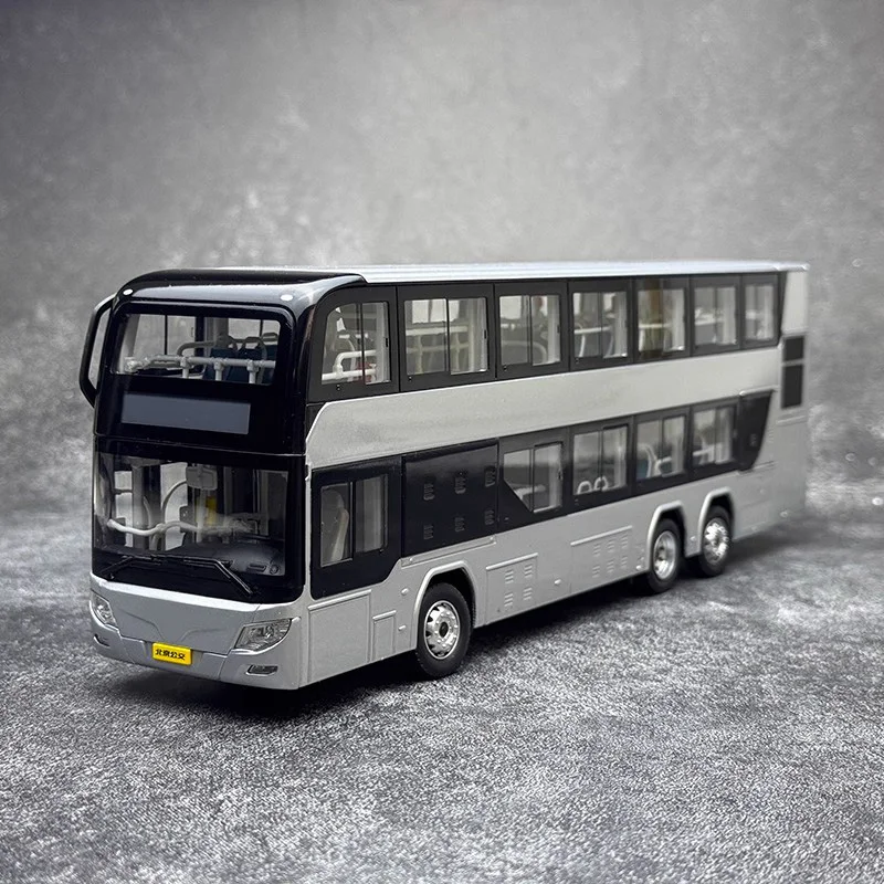 Модель пекинского автобуса 1/43 BAIC, новая энергия, Futian Ouhui, автобус с двойным декером, коллекция Xiangyun с синим покрытием, подарочная игрушка