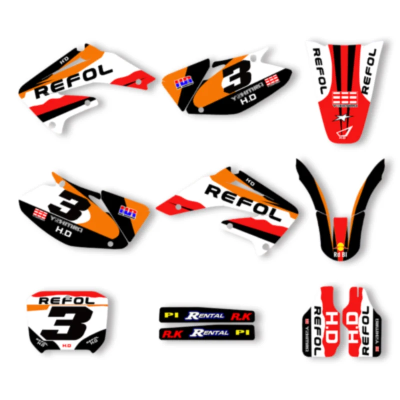 

DSMTECH Motorcycle Graphics Background Decals Stickers Kits for HONDA 2002 2003 CRF 450 2004 CRF450 004