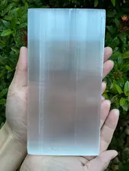 Large 8x4 Inch Polished Selenite Charging Plate - Natural Selenite Slab Tile