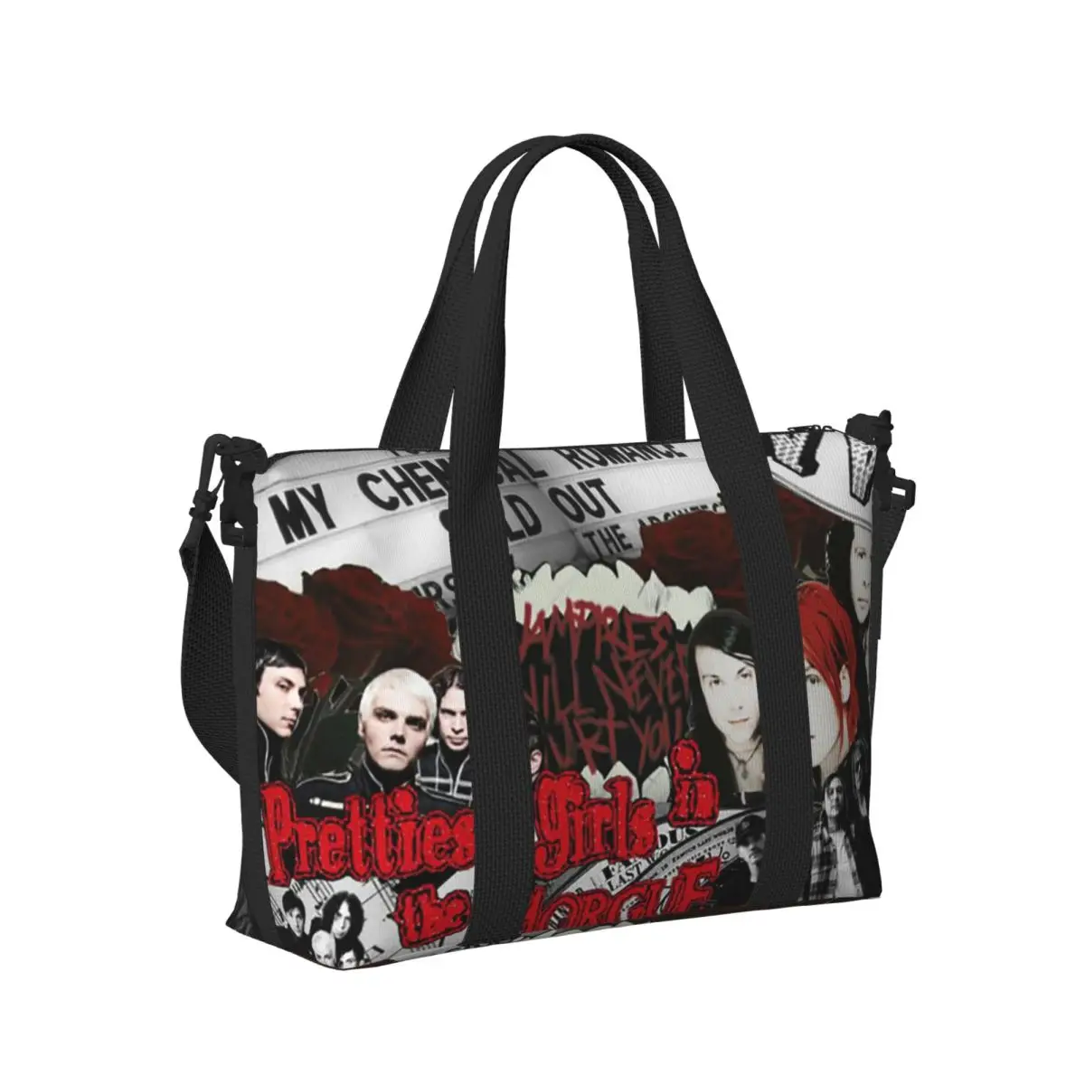 

My Chemical Romance Band Beach Travel Bag Large Capacity Tote Bags for Gym Yoga Women Shopping Duffle Shoulder Bag