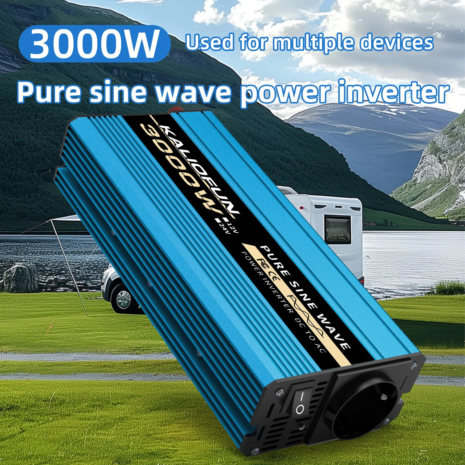Inverter a Onda Sinusoidale Pura 3000W 4000W 5000W DC 24V a AC 220V 50Hz Caricatore con Presa Europea Adattatore di Alimentazione