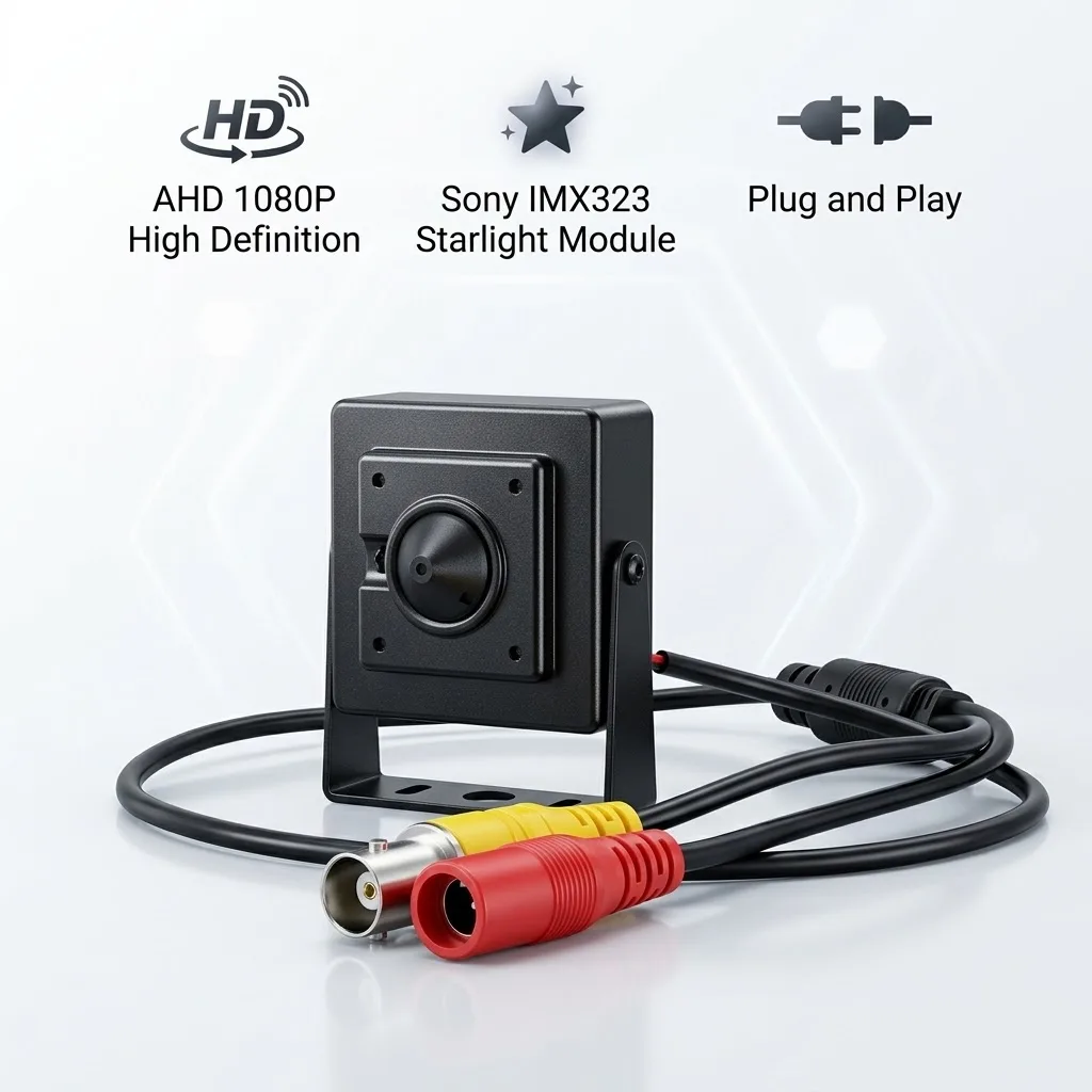 AHD 2MP 1080P Mini Cone Metal Camera 3.7mm Lens IMX323 Startlight Module CCTV Video Surveillance Cam for Home Car Shop Office
