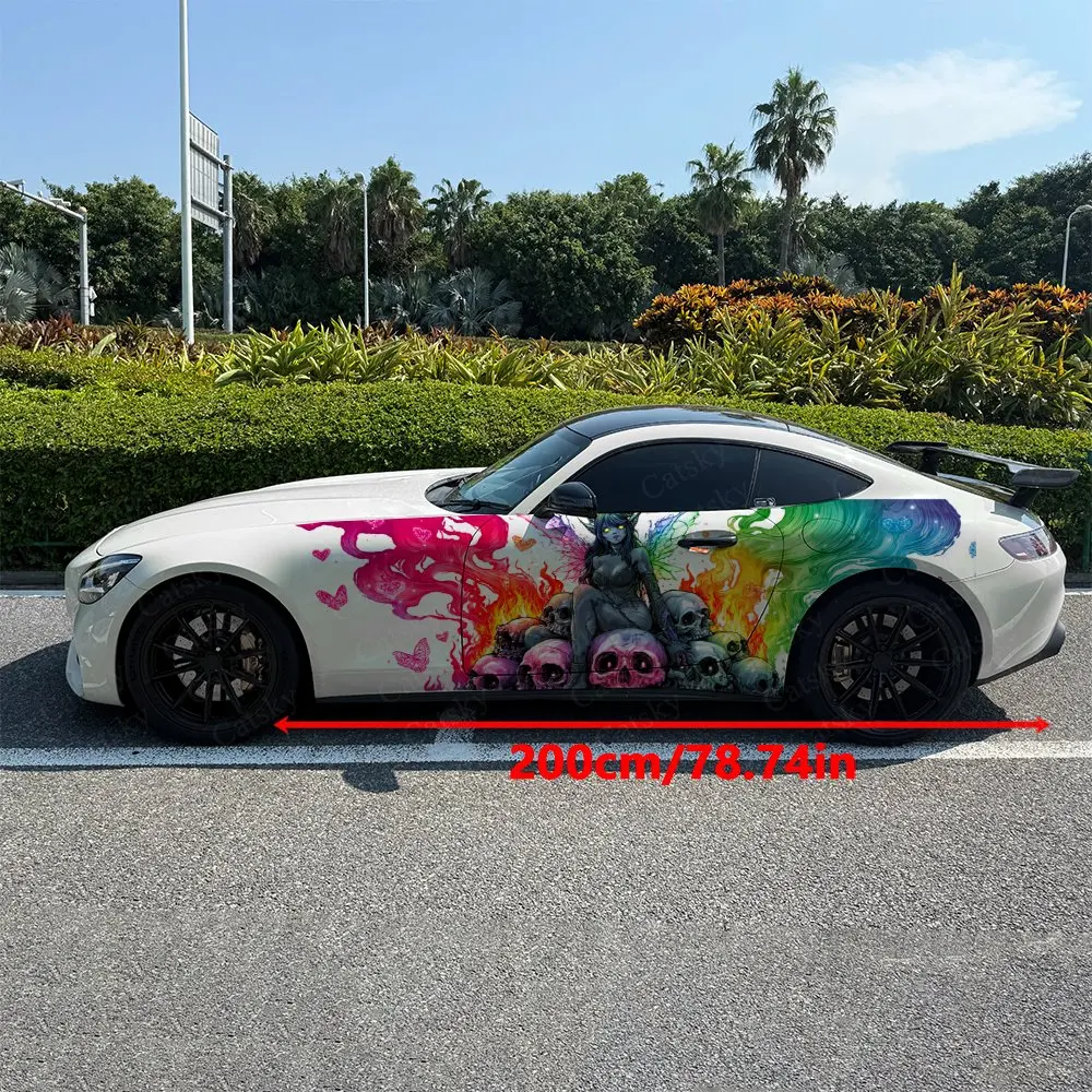 2pcs Trendy Dark Elf Gothic Vibe, Durable, Fade-resistant, Enhance Vehicle Aesthetics With Bold Artistic Design Car Vinyl Wraps