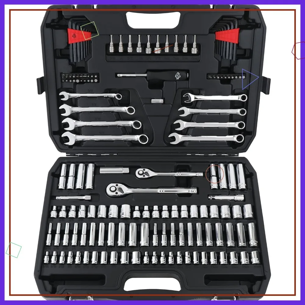 

Профессиональный набор инструментов для механика с футляром, метрические размеры, 145 предметов для различных крепежных деталей