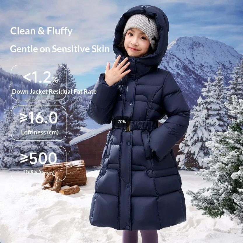 Mädchen-Daunenjacke 90% Weiße Entendaunen mit Kapuze, Tailliert, Anti-Durchdringung, Dick, Warm, Kinder-Winterjacke für kaltes Wetter A5104 – Detail 5