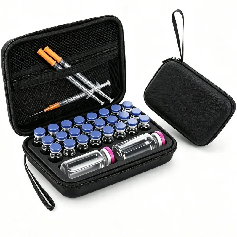 11/26 Slots Insulin Peptide Vial Storage Case Portable EVA Travel Organizer Fit 3ml & 30ml Standard Vials for Fridge Carrying