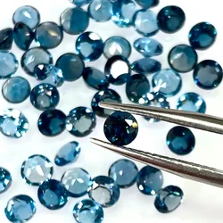 Factory Wholesale 100% Real Natural Round Brilliant Cut London Blue Topaz Gemstone Loose Gems Diy Material for Jewelry