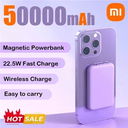 Bezprzewodowy Power Bank Xiaomi 50000mAh Ultracienka magnetyczna przenośna ładowarka 22,5W PD Szybkie ładowanie kompatybilne z iPhone Samsung