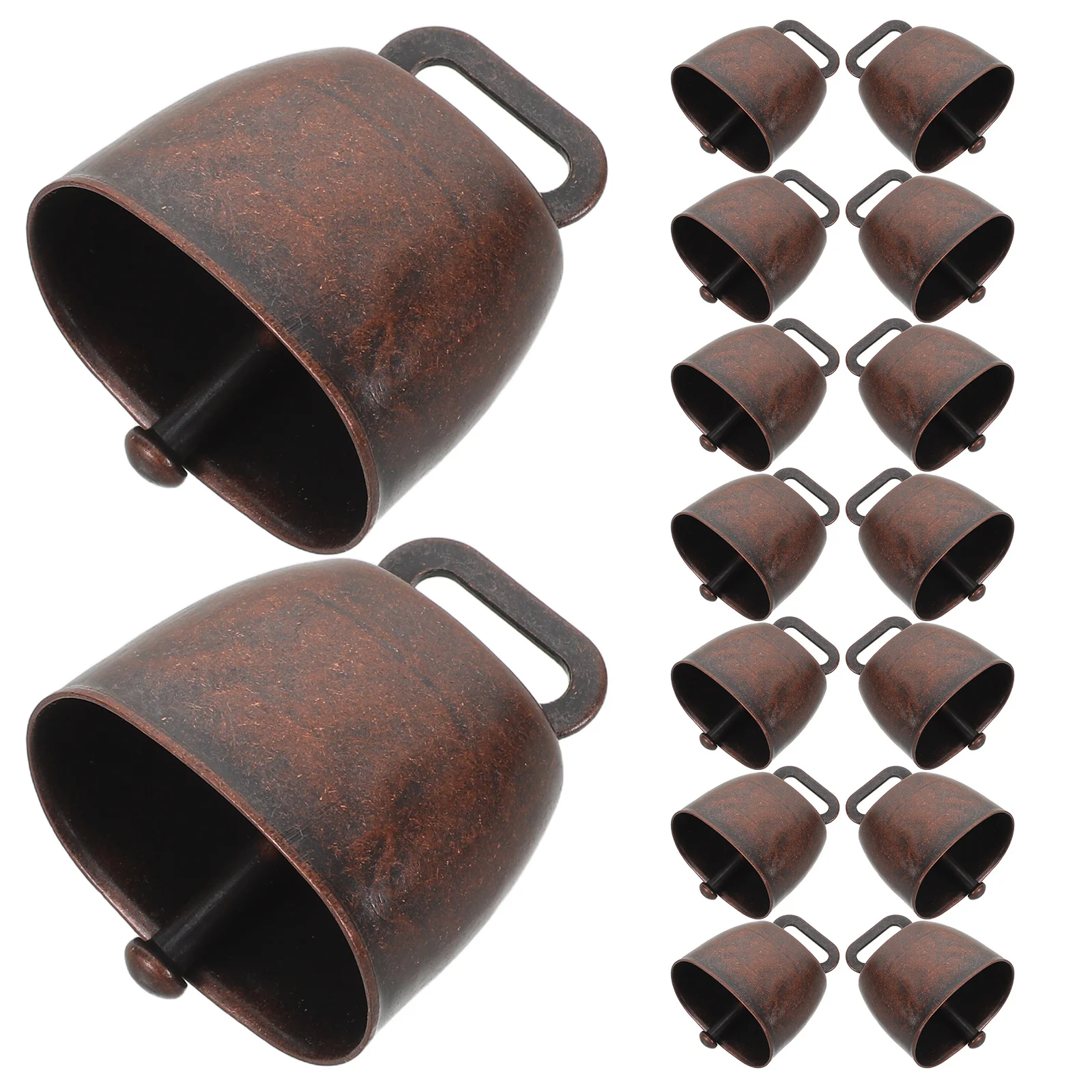 16 Campanas de Metal para Collares de Mascotas, Campanas Ruidosas de Hierro para Vacas, Caballos y Ovejas, Campanas Rústicas Pequeñas Antirrobo para Colgar, Accesorios para Exteriores