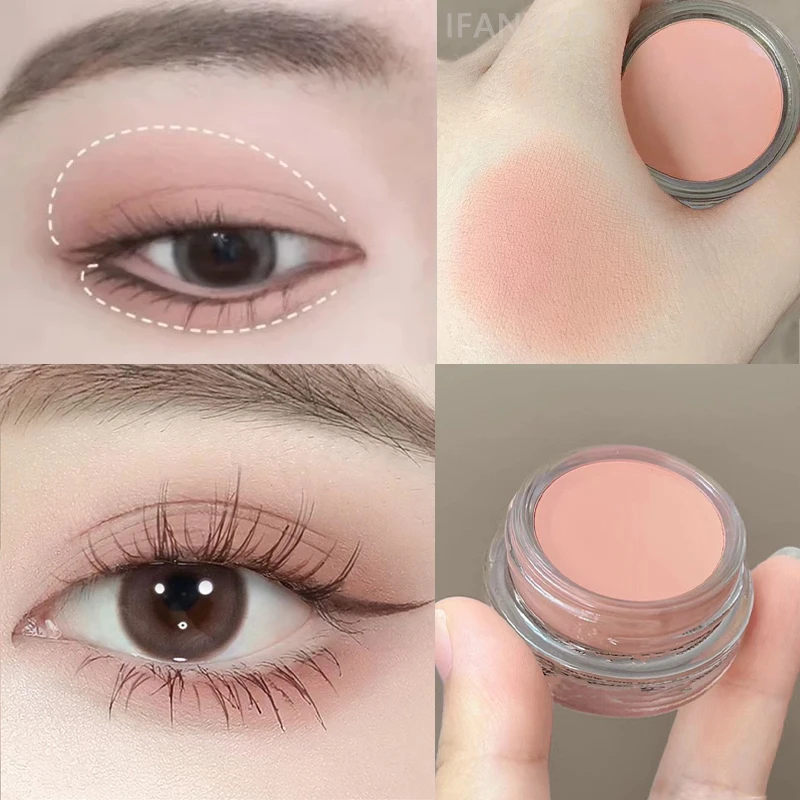 Matte Nude Pink Eyeshadow Blusher Cream, wasserfest, langlebig, seidig weich, Lidschattenpigment, braun, einfarbig, pfirsichfarbenes Augen-Make-up