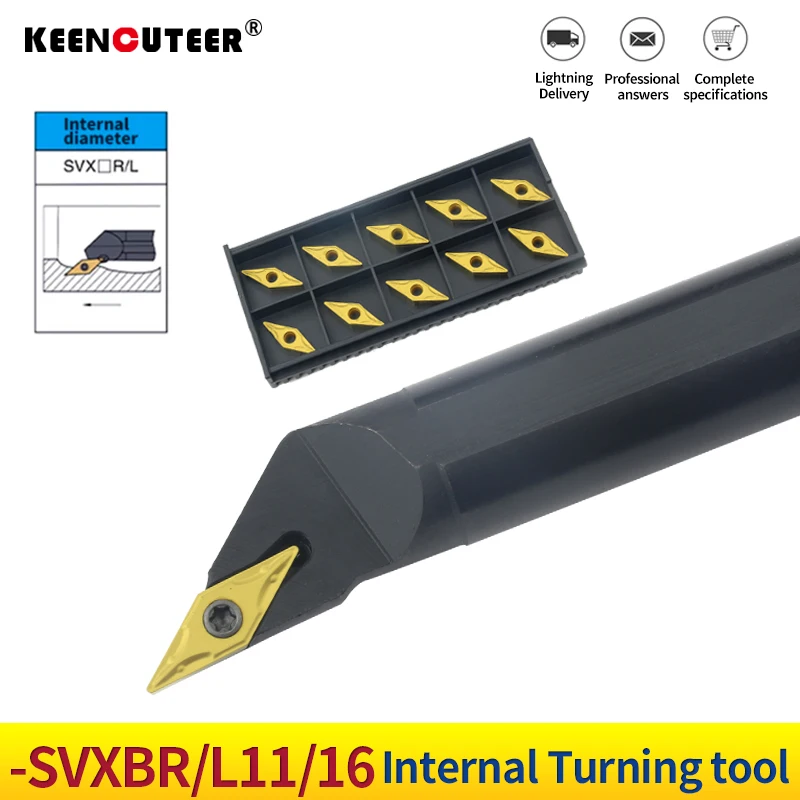 Suporte de Ferramenta de Torneamento Interno Inserções de Carboneto Barra de Torno Conjunto de Ferramentas de Corte Cnc S16q-svxbr11 S20r-svxbr16 Vbgt Vbmt 1pc