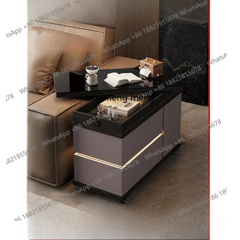 

New sofa side cabinet household living room Italian extremely narrow multi-function movable side storage cabinet with wheels