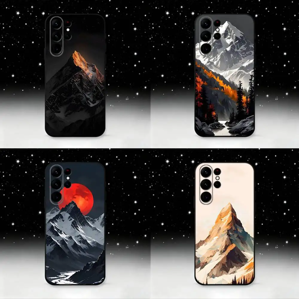Coque de téléphone Design paysage de montagne des neiges, étui noir pour Samsung S25,S24,S21,S22,S23,S30,Ultra,S20,Plus,Fe,Lite,Note,10,9,5G