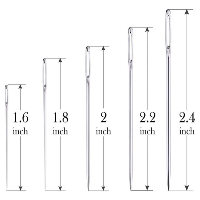 25 Stück Nähnadeln mit großem Öhr, 5 Größen, großes Auge, Handnähen, scharfe Nadeln, Stickgarn, Nadel mit Holznadeletui