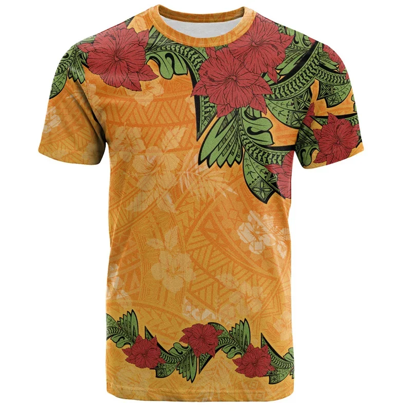 

Fashion Polynesian 3D Printed T Shirt Men Summer Short Sleeves Tops Hawaiian Crew Neck Tees Casual Streetwear Male T-shirt