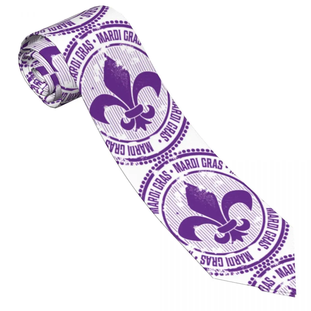 Casual Arrowhead Skinny Purple Vintage Mardi Gras Stamp Necktie Slim Tie For Party Formal Tie