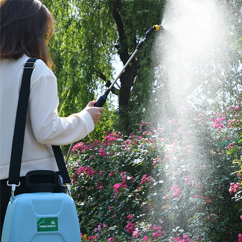 ABLN-Powered Sprayer 5L Lawn Sprayer Weed Sprayer With 2 Spray Nozzles Telescopic Wand And Adjustable Shoulder Strap