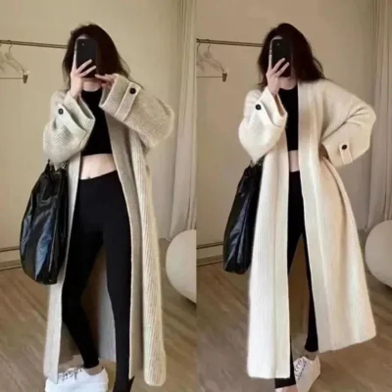 

Mid-Long Cardigans Japanese Oversized Womens Summer Kntwear Half-Open Single-Breasted Net Seamless Simple Sunproof Round-Neck OL