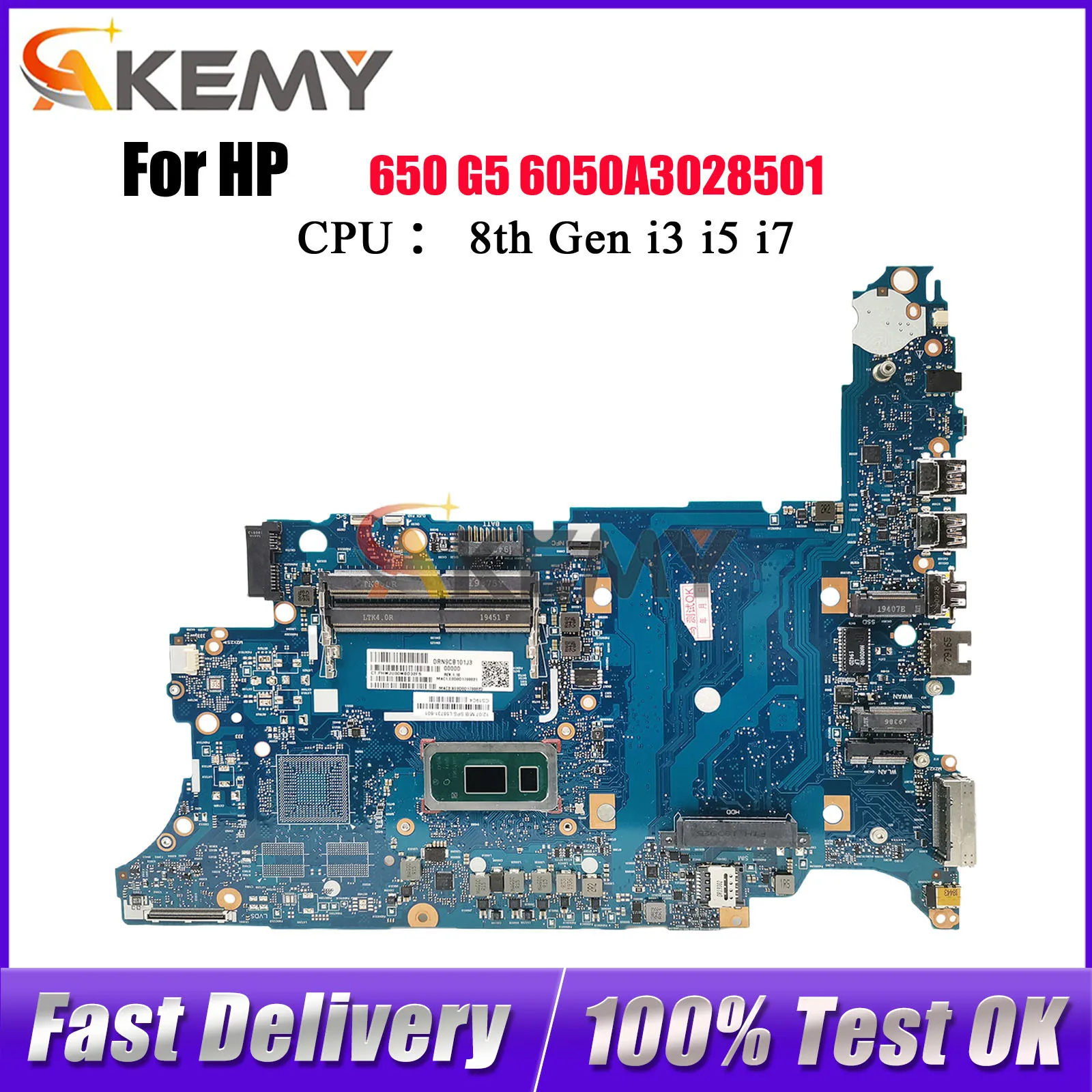 

6050A3028501 For HP ProBook 650 G5 Laptop Motherboard L58731-601 L58733-601 With i5 i7 8th Gen CPU UMA DDR4 100% Fully Tested