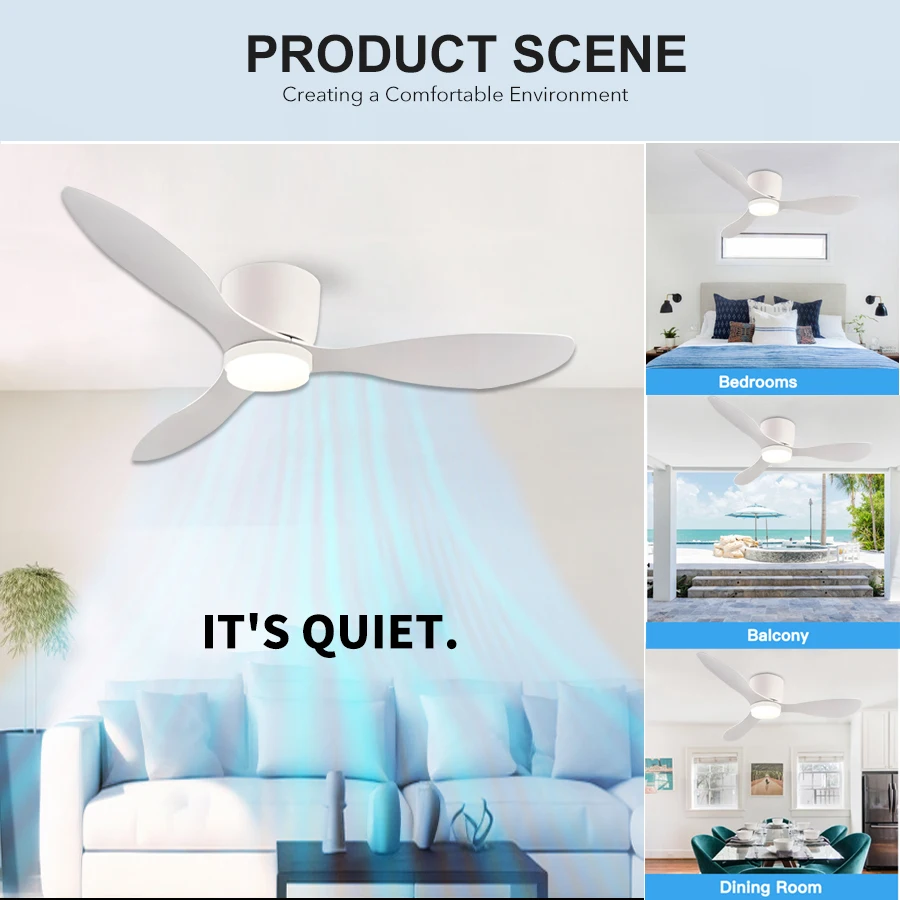 LED Light DC Motor Modern Ceiling Fan Kitchen Living Room Dining Room Household High Air Volume Remote Control Pendant Light