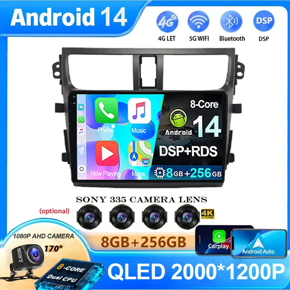 

Android 14 BT Stereo Car Radio For SUZUKI CELERIOCULTUS 2015-2017 Carplay Auto 4G WIFI Player Voive Multimedia QLED 360 Camera