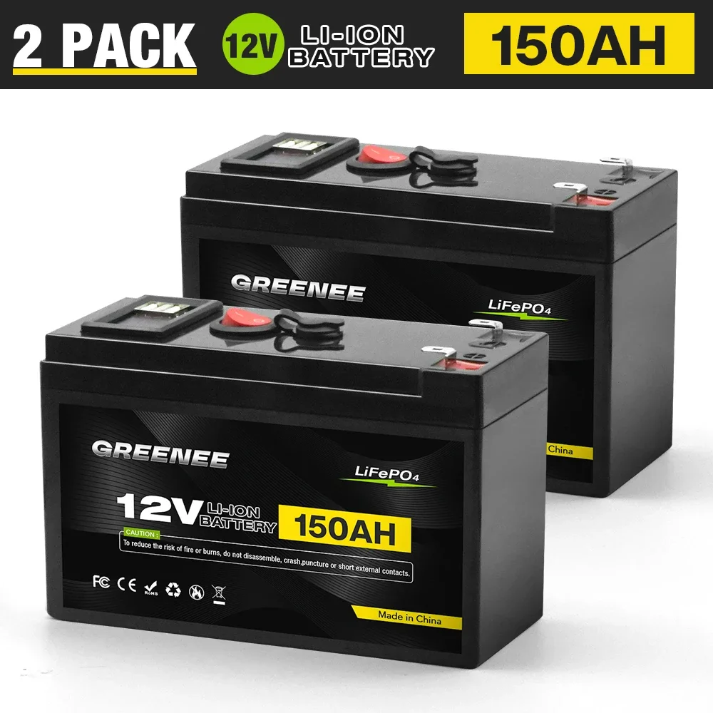

Lithium LiFePO4 12V 150Ah Deep Cycle Iron Phosphate Battery for Solar, Fish Finder, Power Wheels, Lighting,Off-Grid Applications