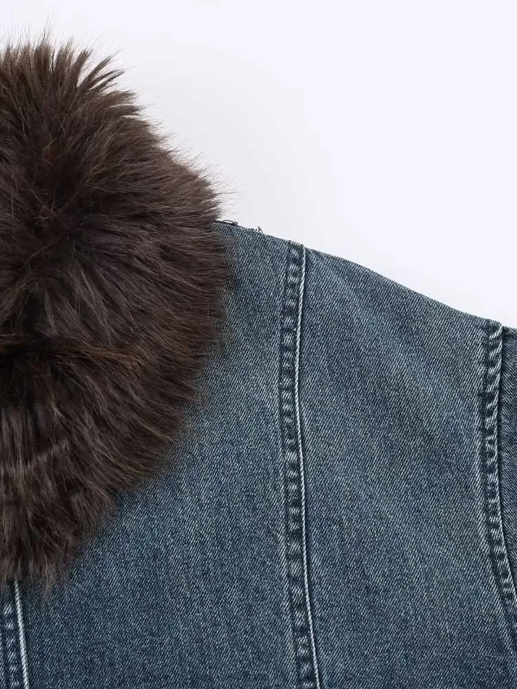 Zimowe nowości w stylu europejskim i amerykańskim, modna odzież damska, stylowy design, luźny krój, uniwersalna kurtka jeansowa.