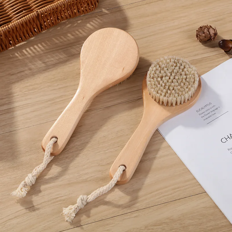 Wooden Handle Bathroom Brush Natural Bristles Massage Exfoliating Body Brush  Foot Scrubber SPA Dry Skin Bath Shower Tool