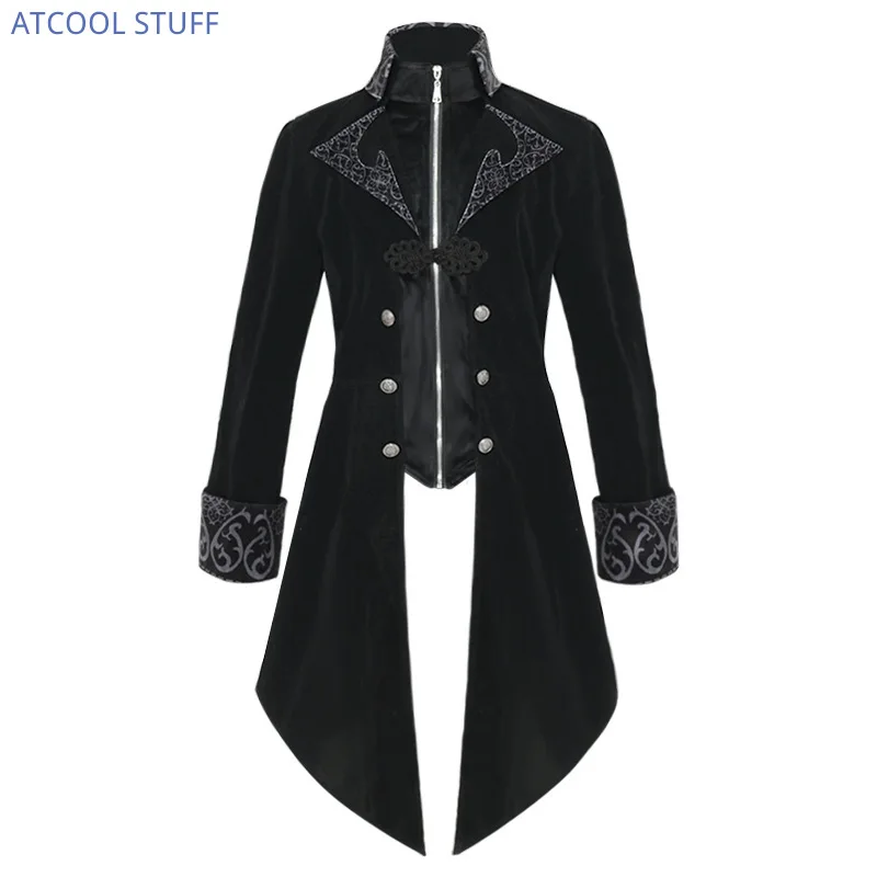 2021 Steampunk Women Men Medieval Dress costume Velet Stand Collar Tailcoat Gothic Vampire Cosplay Jacket Coats S-5XL