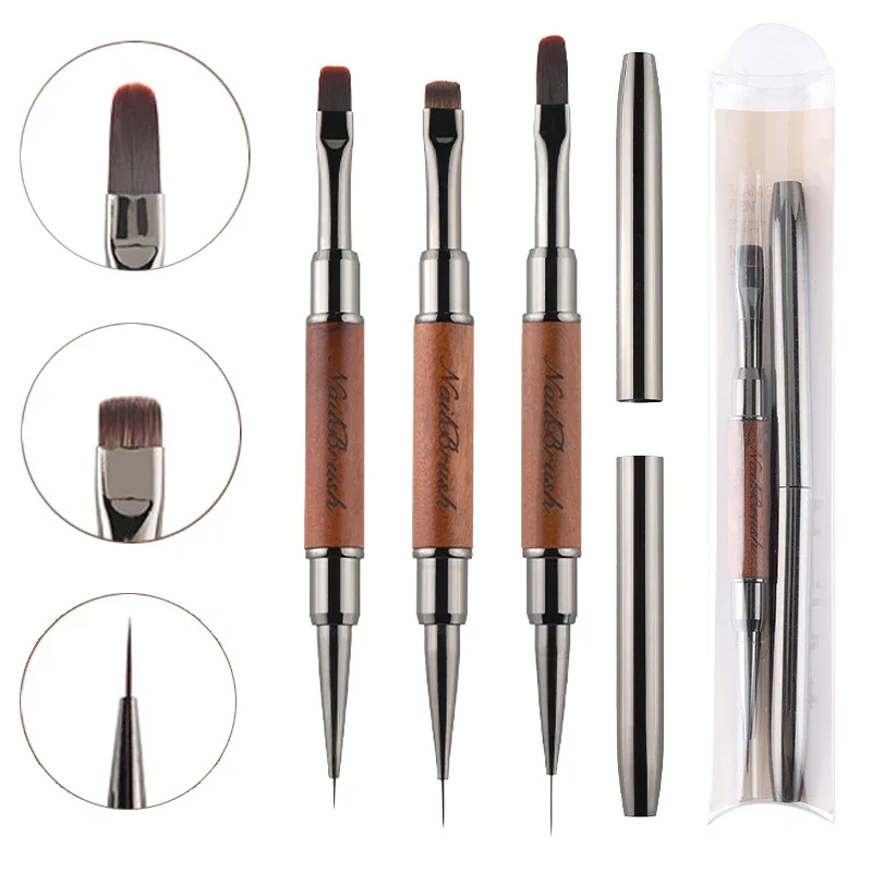 Długopis do paznokci z dwoma końcówkami, do fototerapii, akrylowy pędzel do zdobienia paznokci, pędzel do malowania, pędzel do żelu UV, pędzel do przedłużania żelu, narzędzia do manicure.