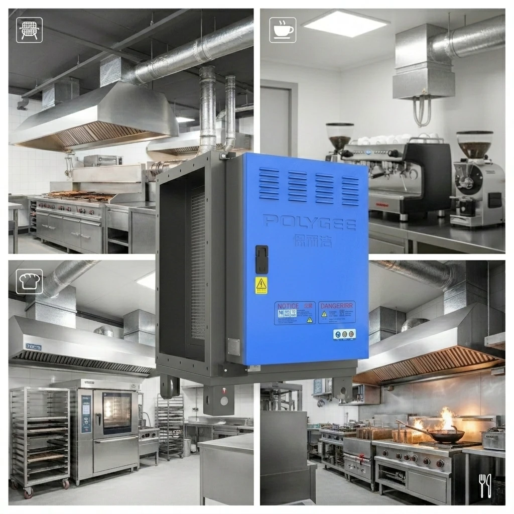 POLYGEE High Efficiency ESP Oil Mist Collector 98% Purification Electrostatic Precipitator For Commercial Kitchen Hood System