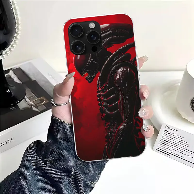 كول A-Alien X-Xenomorph آيفون 17 الهواء 16 15 14 زائد 13 Mini 12 11 Pro Max جراب هاتف 16E 7 طباعة 8 SE Fundas غطاء لينة Coq