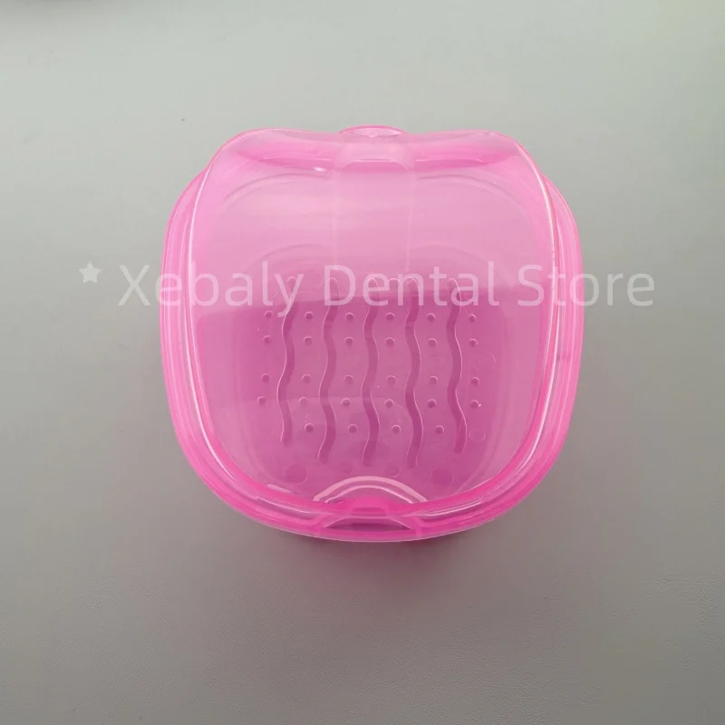 20Pcs Denture Bath Box Case Dental False Teeth Storage Box with Hanging Net Container Plastic Artificial Tooth Organizer