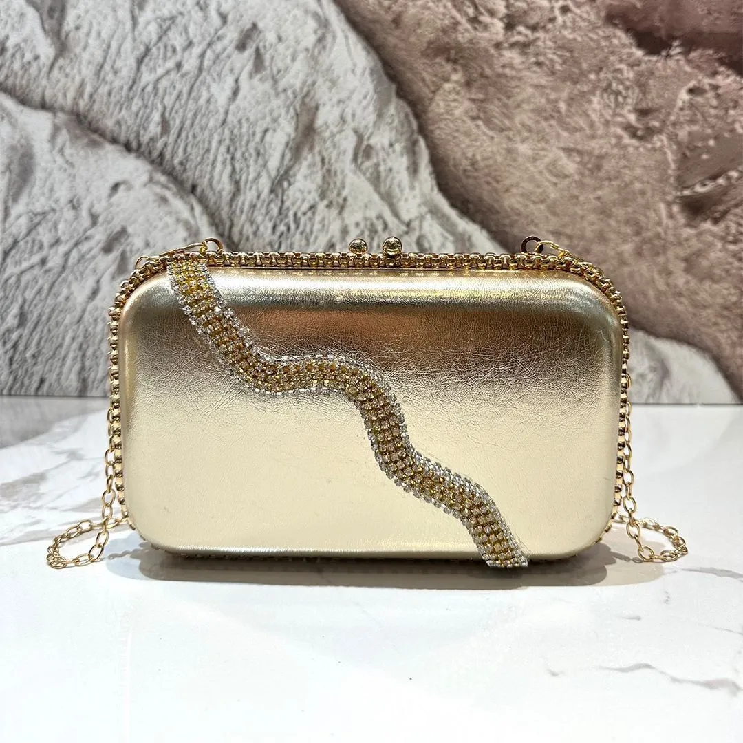 

with diamonds, gold shoulder messenger small square fashionable and versatile women's bag(Not sold individually)