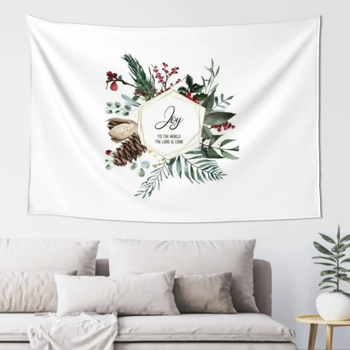 

Joy To The World, Christmas Wall Art, Christian Home Decor, Watercolor Painting Tapestry Carpet Wall Wall Coverings Tapestry