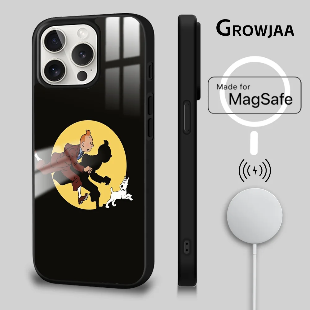 The A-Adventures of T-Tintin Phone Case For iPhone 16 15 14 13 12 11 Pro Max Plus Mini Magsafe Mirror Wireless Magnetic Cover