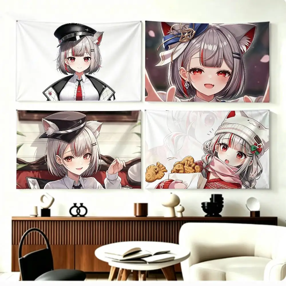 COOL N-Neneko MashiroStelLive VTuber   Flags Wall Hanging Background Art Banner for Bedroom Home Outdoor Decor