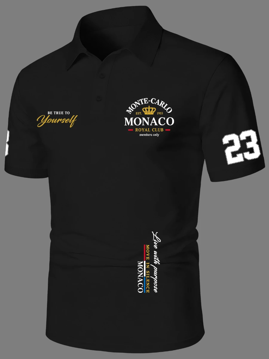 Western Summer Men'S Fashion Casual Short Sleeve Polo Easy Multi-Element Letter Print POLO Shirt