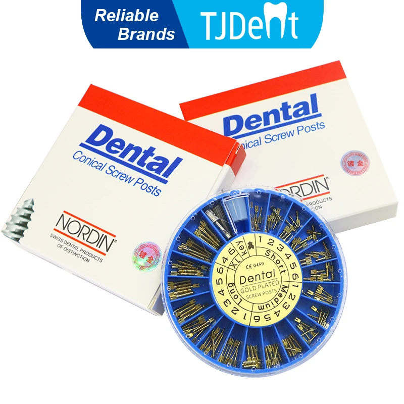 

TJDent 120pcs/Box Dental Endodontic Conical Screw Post Gold Plated/Stainless Steel/TITANIUM Materials Dentistry Tool Accessories