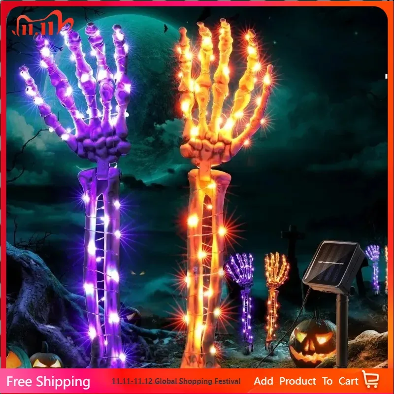 

Waterproof Solar Skeleton Hand Stakes, Halloween Decor, Outdoor Decor, 8 Lighting Modes, Halloween Decor, 2 Pcs