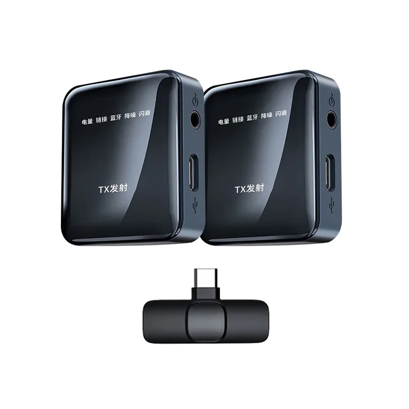 Micrófono de solapa inalámbrico, grabación de audio y video portátil, mini micrófono 2.4G para iPhone Android, transmisión en vivo, juegos, vlogs