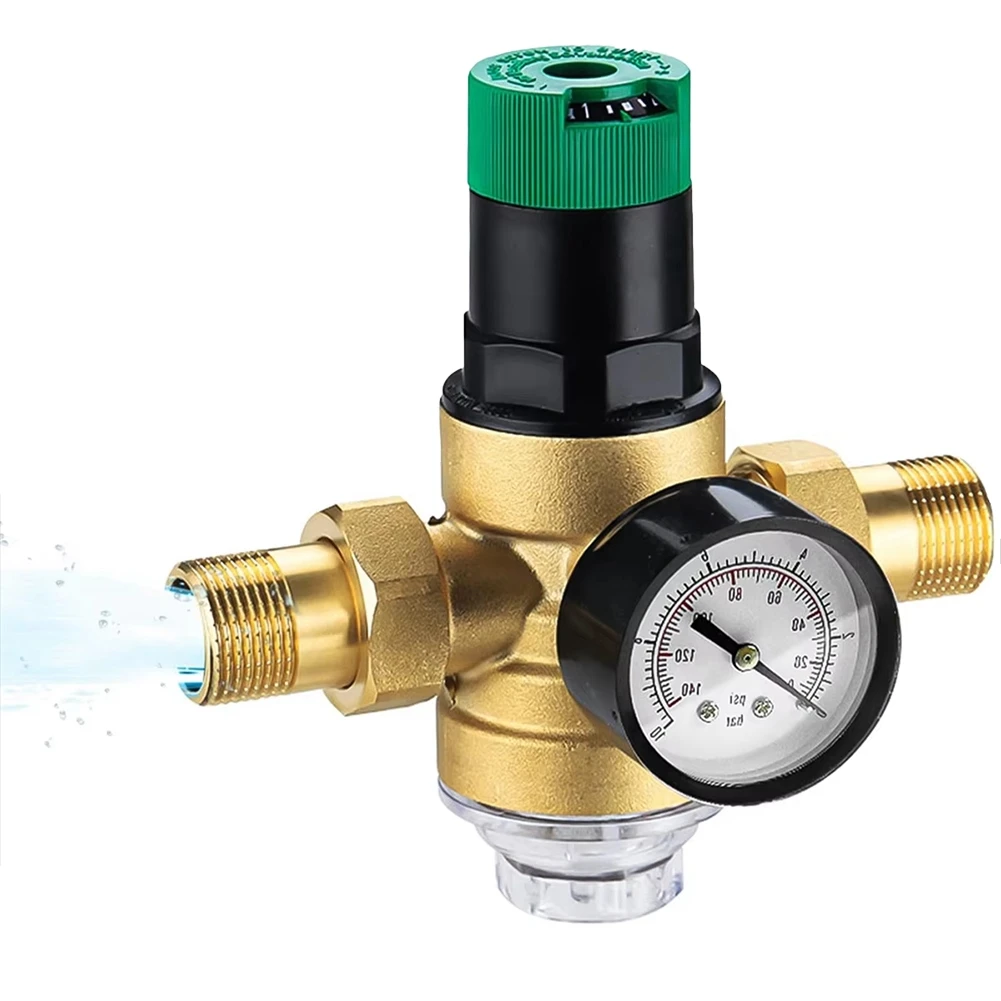 BYBS-Pressure Regulator Water Pressure Regulator 3/4 Inch Mesh Filter Water Pressure Gaug