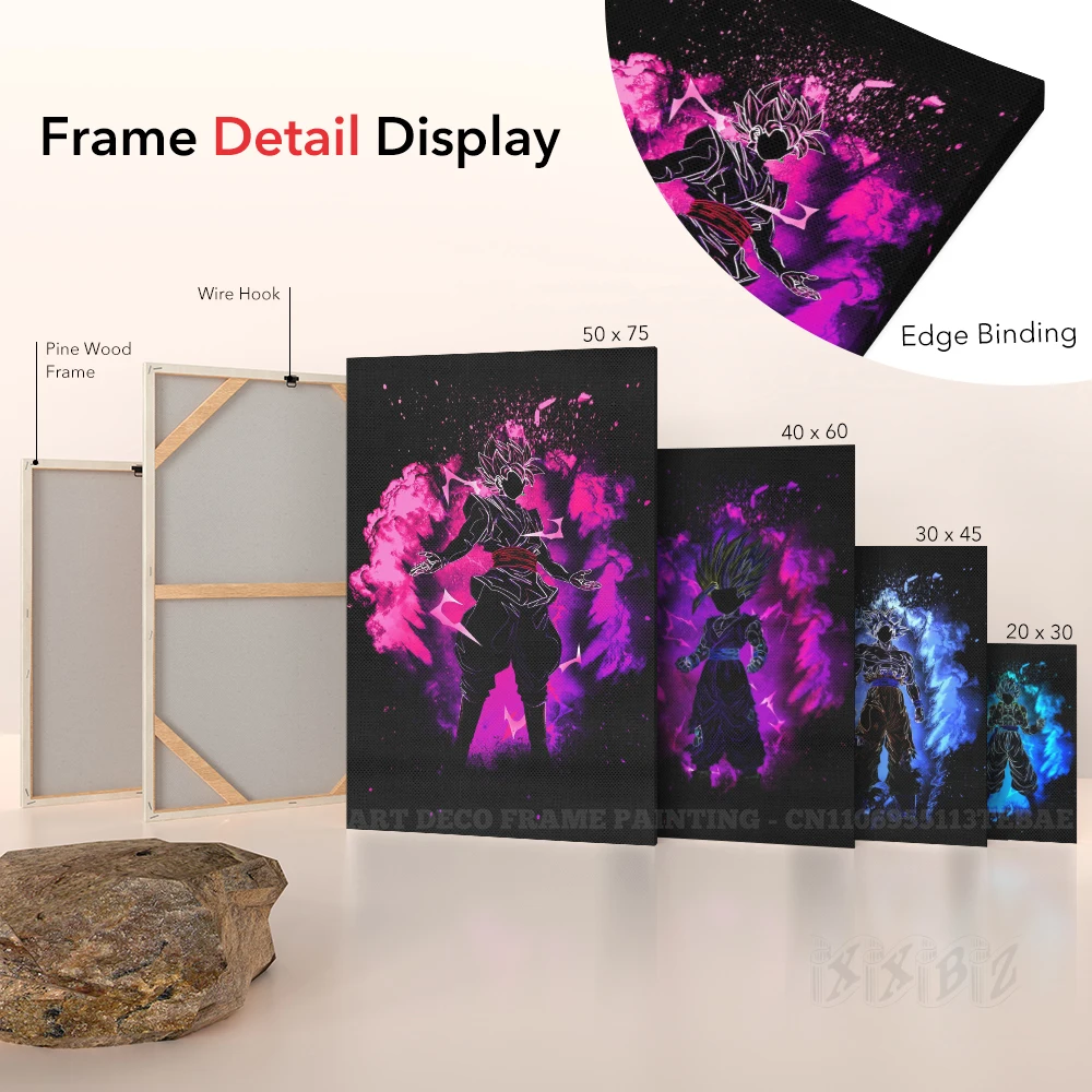 غرفة جدار عمل فني قماش طباعة أنيمي لعبة دراغون بول دور مع الإطار الملصقات ديكور المنزل صورة اللوحة الداخلية الحديثة الديكور