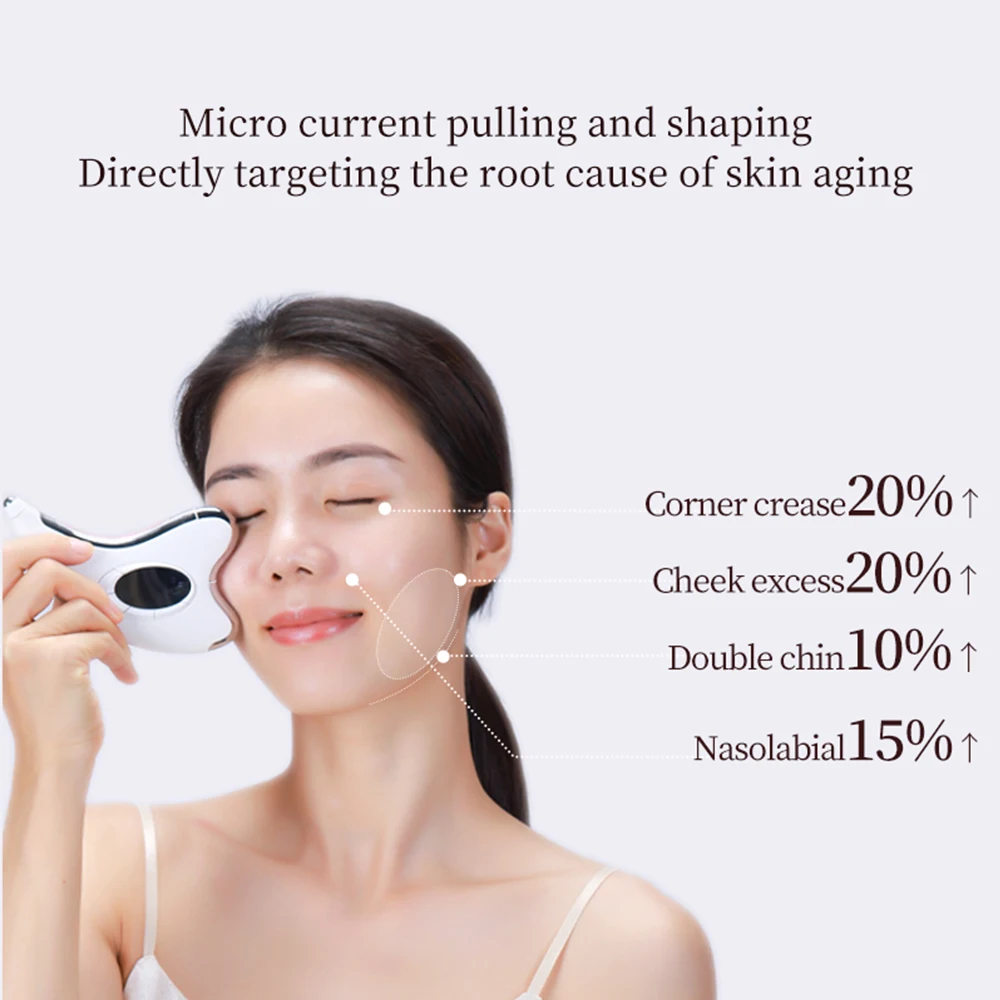 Microcurrent Face Lift Machine Electric Guasha Massage Scraping Red Blue Light Heating Beauty Skin Lifting Facial Body Massager