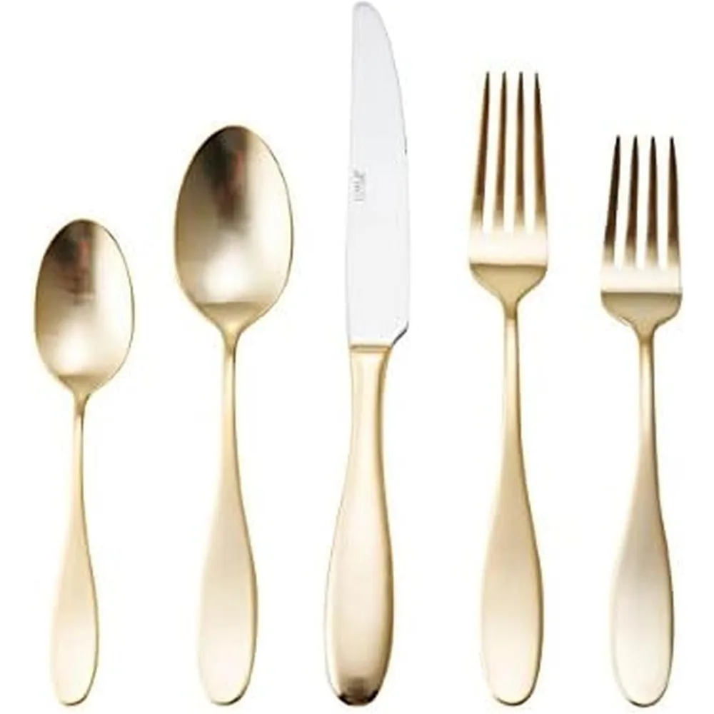 طقم أدوات مائدة من الفولاذ المقاوم للصدأ مكون من 20 قطعة، يقدم لـ 4 أشخاص