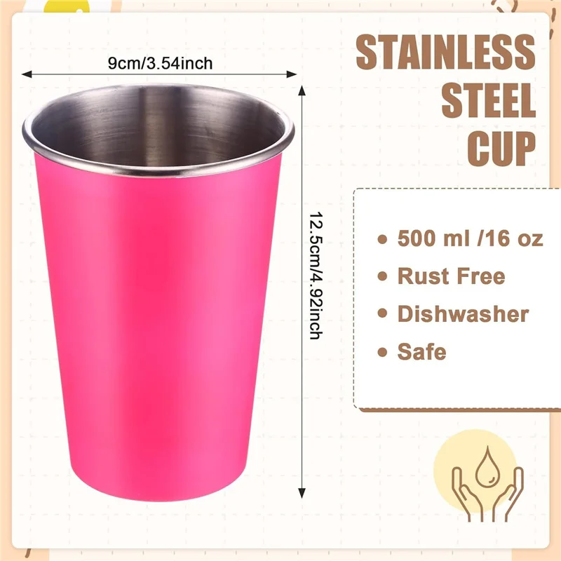 50Pcs 500ml Stainless Steel Cups Household Office Bar Kitchen Drinks Coffee Tumbler Tea Drinking Beer Mug Metal Travel Drink Cup